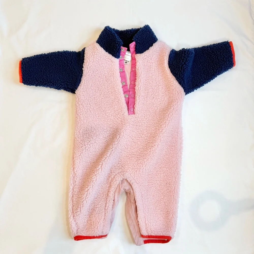 HANNA ANDERSSON Baby Warm Pink Faux Shearling One Piece 3-6 Months - Picture 2 of 5